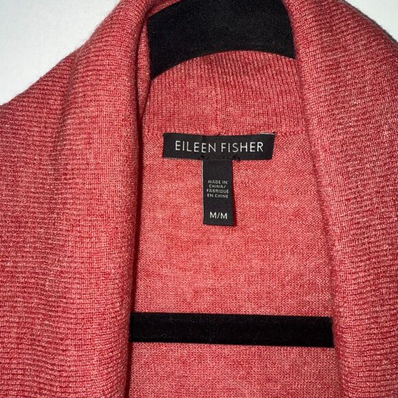 Eileen Fisher Tencel Merino Wool Alpaca Open Front Heathered Cardigan - M - Picture 3 of 4